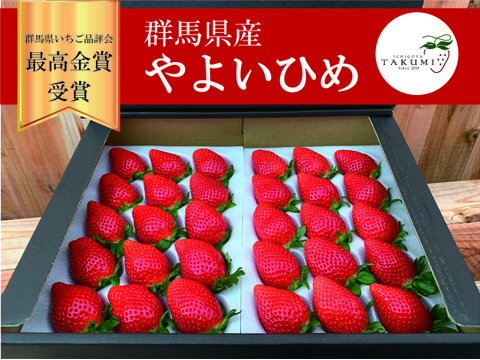 「群馬県いちご品評会最高金賞受賞」朝採れいちご　やよいひめ400g x 2シート