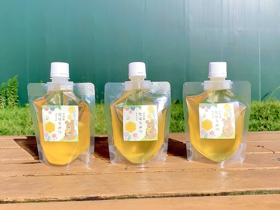 【今だけ送料相当分値引き中】国産純粋非加熱生はちみつ（パウチタイプ）150g×  4本